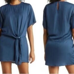 NEW Maisie Tie Front Short Sleeve Dress Dark Teal Blue Size M